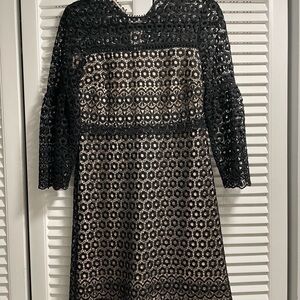J. Crew Black Lace Long Sleeve Dress